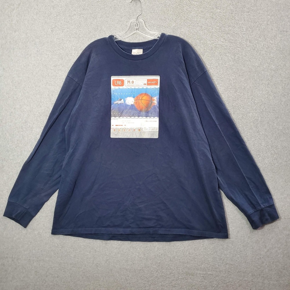 VINTAGE Nike Men Shirt XL Blue Research Lab Velocity Basketball Graphic Tee